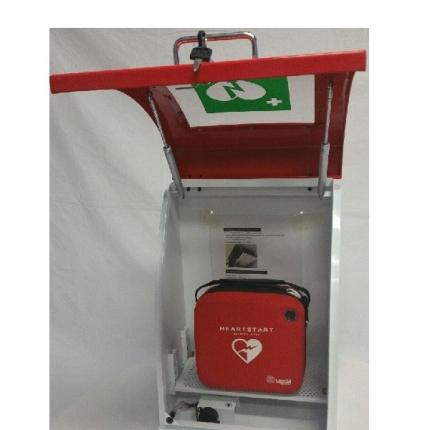 Defibrillator cabinet - red outdoor alarmed lockable