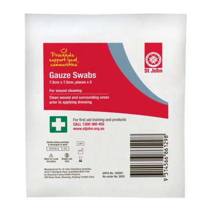 Dressing - gauze swab sterile 5 x 7.5cm x7.5cm