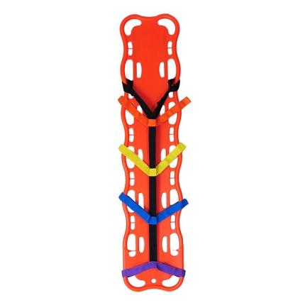Spine board with 5 restraint straps