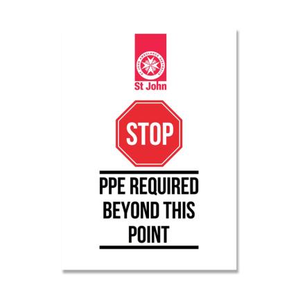 Poster A3 self-adhesive - Stop, PPE required
