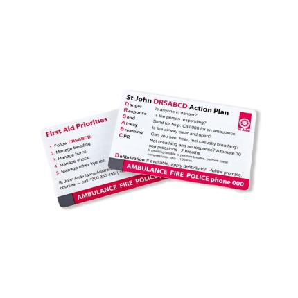 DRSABCD action plan wallet card