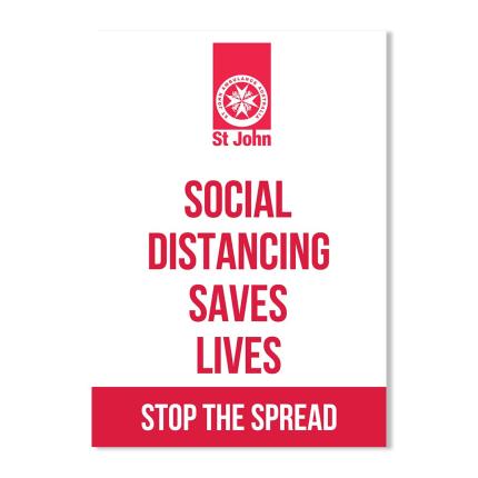 Poster A3 self-adhesive - social distancing required	