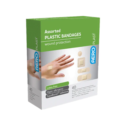 Adhesive dressing - plastic assorted shapes (box of 40)