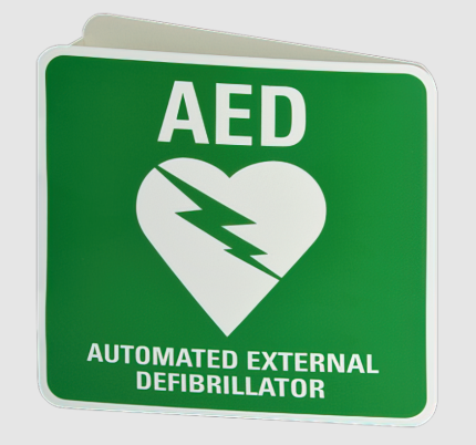 90 degree AED sign