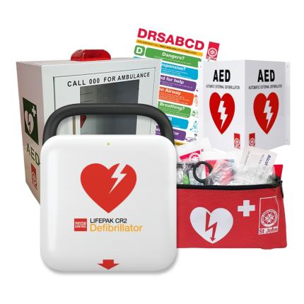 Lifepak CR2 with Cabinet, Barrier kit and signs Sale Bundle