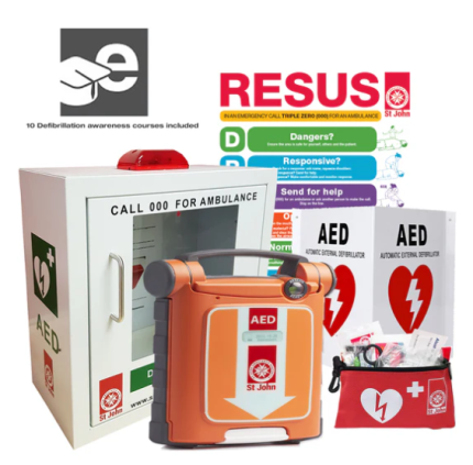 St John G5 Fully Automatic Defibrillator - Cabinet Bundle